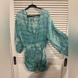 Elegant Teal Tie-Dye Jumpsuit